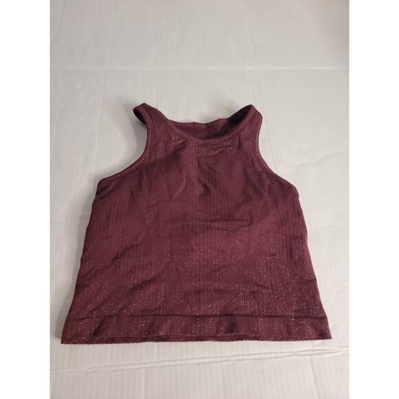 Lululemon Sz 10 Ebb To Street Tank Top Crop Racerback Sparkle Garnet Womens - Picture 1 of 8